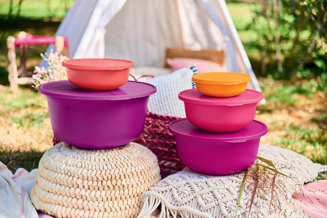 Tupperware Aloha Skål 4 l schöne bunte Schüsseln mit frischen Farben für gute Laune