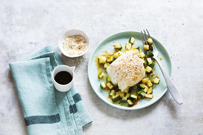 Tupperware Squash og fisk i asiatisk stil 